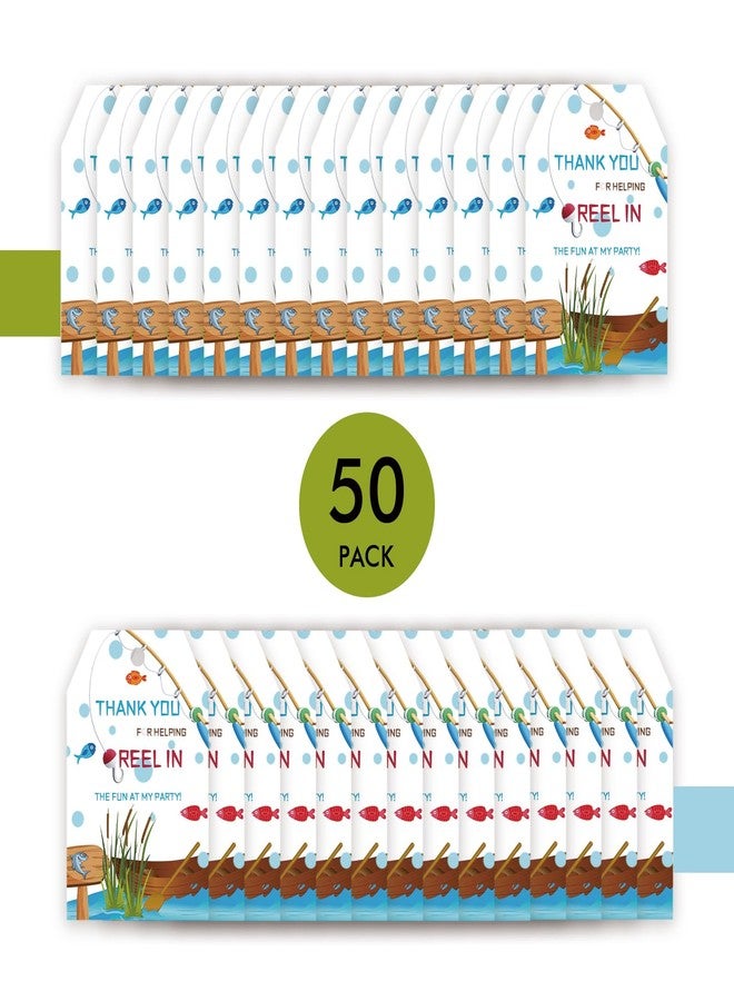 FORSHEEP 50pcs Fishing Thank You Tags, Fishing Gift Tag with String for Birthday, Fish Thank You Paper Tags for Retirement Party Favors - Image 3